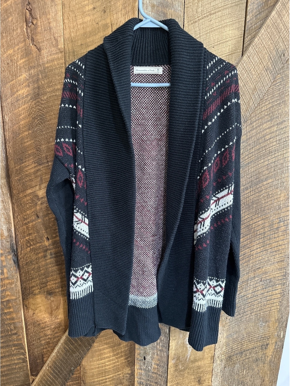 Abercrombie & Fitch Geometric Fair Isle Shawl Collar Cardigan Sweater Medium M